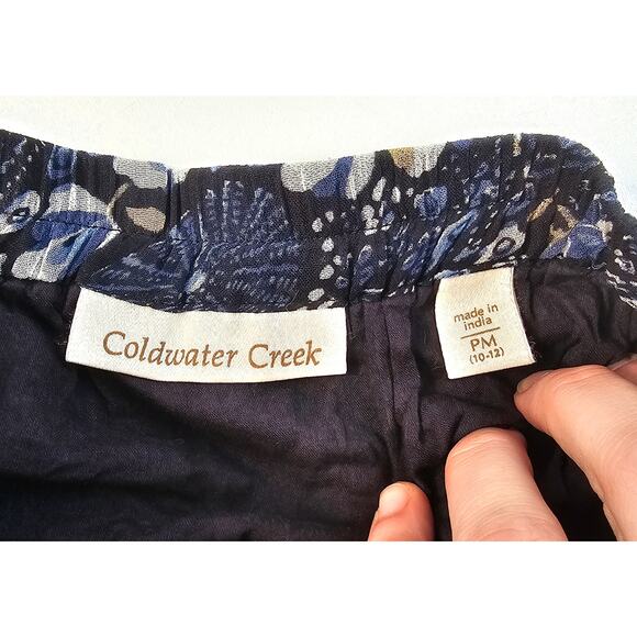 Coldwater creek PM M PETITE chiffon lined Maxi skirt flowy pleated mixed media + - Picture 5 of 8